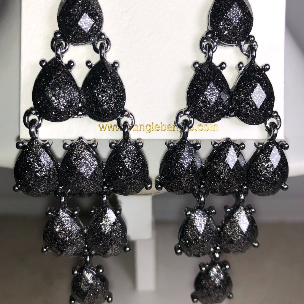 Amrita Gunmetal Chandelier Crystal Earrings 60$